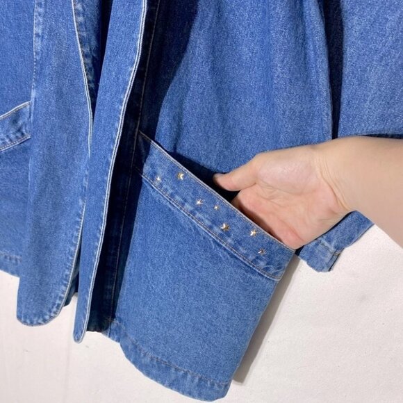 Vintage Lorraine’s Designs 80s 90s Oversized Bedazzled Denim Jean Jacket S - Picture 6 of 11